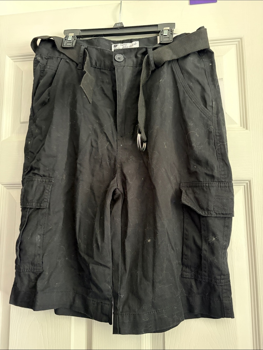 Men's Black Cargo Shorts with Utility Belt